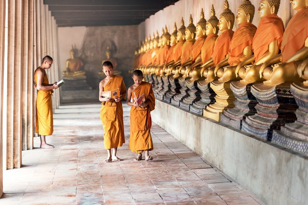 Thai monks reading