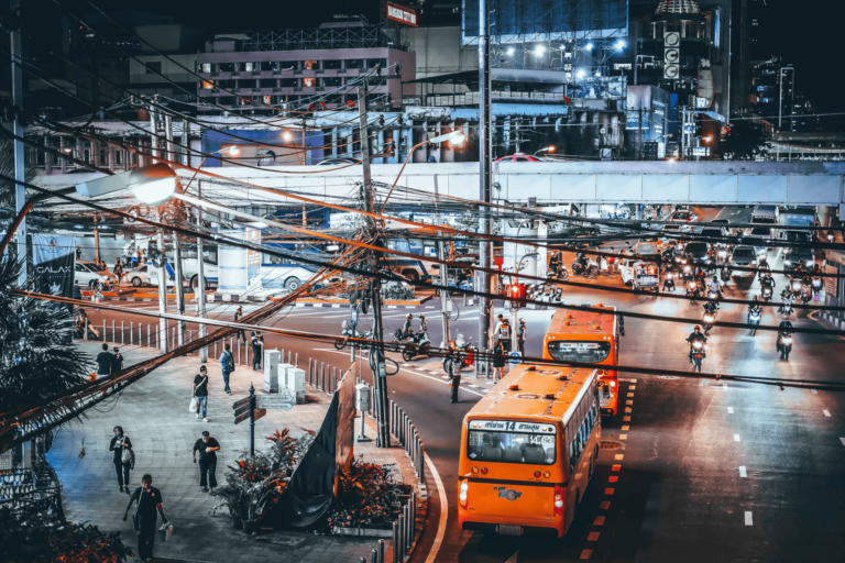 Whereas New York City's electric wiring is under ground, Bangkok's streets infamously feature canopies of cables